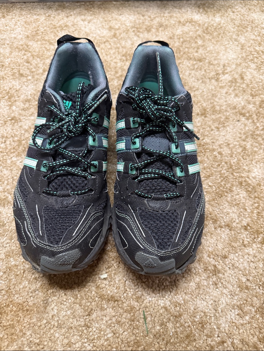 adidas Black Athletic Sneakers with Teal Accents